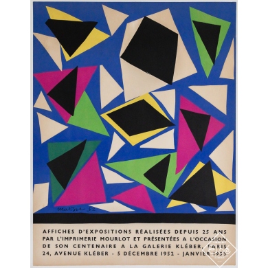 Affiche ancienne originale d'après Henri Matisse - Matisse - affiches d’expositions - Galerie Kléber - 65 par 50 cm
