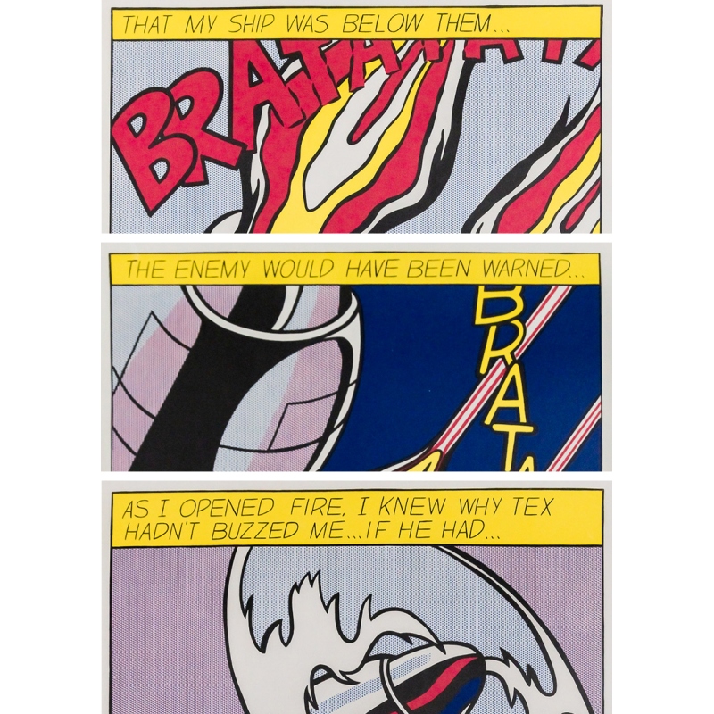 Original vintage poster triptych Lichtenstein - Roy Lichtenstein - Circa 1960 - 27.56 by 22.83 inches - cover
