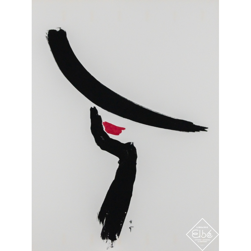 Affiche ancienne originale - Femme au chapeau - papier Velin - René Gruau - Circa 1980 - 65 par 49.5 cm