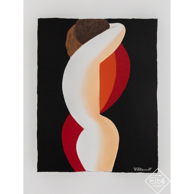 Affiche ancienne originale - Couple enlacé - Villemot - Circa 1980 - 64.5 par 49 cm