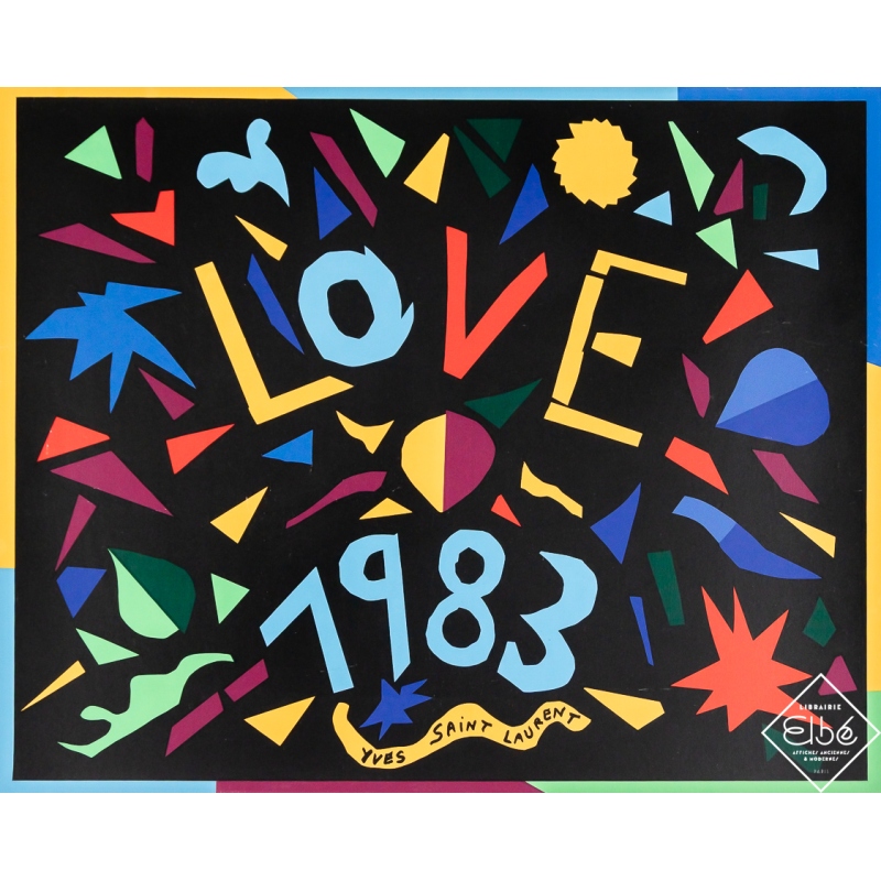 Affiche ancienne originale de publicité - Love 1983 - Yves Saint Laurent - 44.5 par 54.5 cm