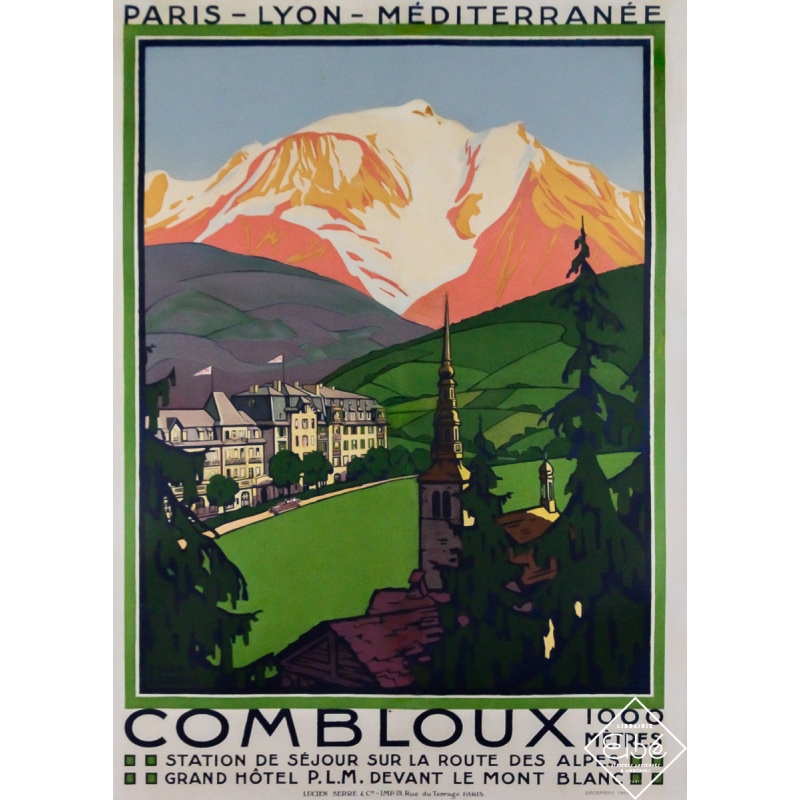 Affiche ancienne originale de voyage - Combloux Paris Lyon Méditerranée - Roger Broders - 108 par 79 cm