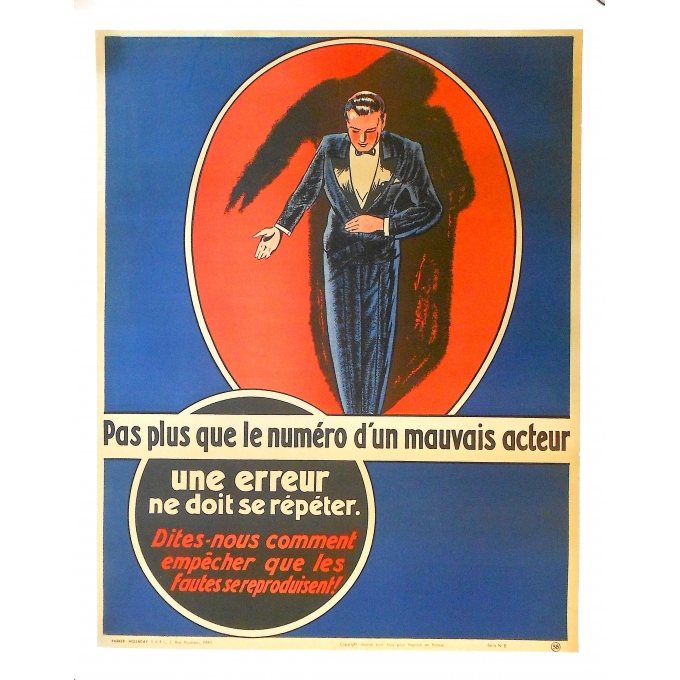 Affiche originale - Publicité ancienne pour une entreprise - "Une erreur ne doit se répéter"