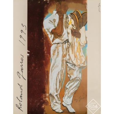Affiche ancienne originale - Roland Garros 1993 - Jean le Gac - 75 par 57.5 cm