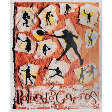 Affiche ancienne originale - Roland Garros - Jane Hammond - 72.5 par 60 cm