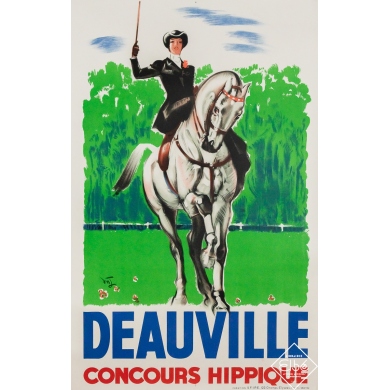 Original vintage poster Deauville - Concours hippique - Jacquet - Circa 1950 - 39.17 by 25.2 inches