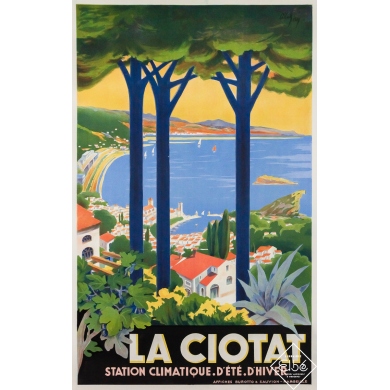 Original vintage travel poster La Ciotat - Circa 1930 - 41.14 by 25.98 inches