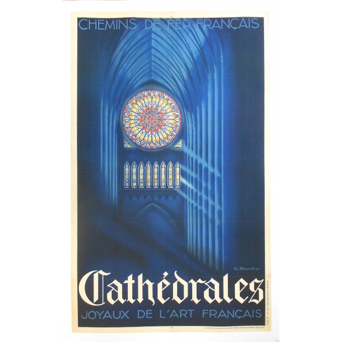 Affiche originale SNCF - Cathédrales - Joyaux de l'Art Français - G. Bourdier