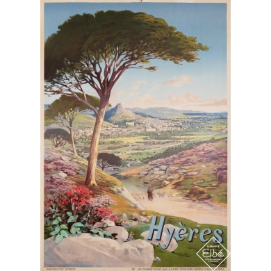 Original vintage travel poster Hyères - F. Hugo d’Alési - Circa 1900 - 41.54 by 29.33 inches