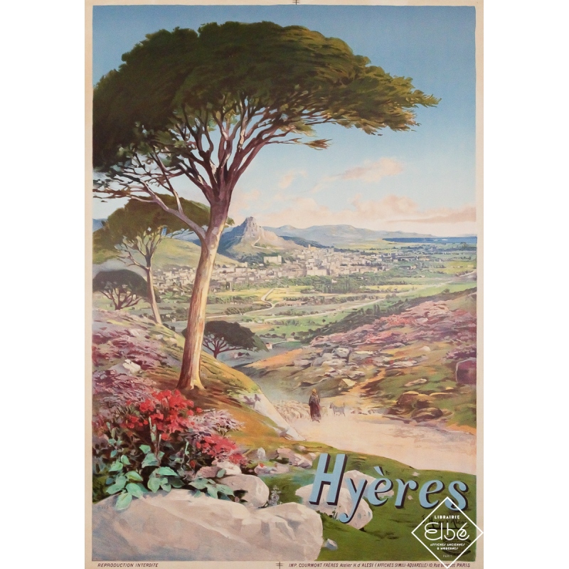 Original vintage travel poster Hyères - F. Hugo d’Alési - Circa 1900 - 41.54 by 29.33 inches