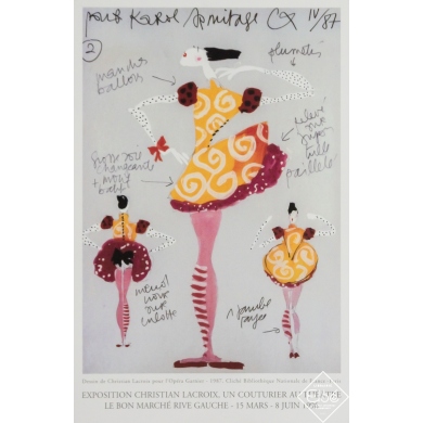 Vintage exhibition poster after Christian Lacroix Exposition Christian Lacroix - Christian Lacroix - 23.62 by 15.75 inches