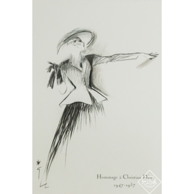 Original vintage poster Hommage à Christian Dior - René Gruau - Circa 1990 - 23.62 by 15.75 inches