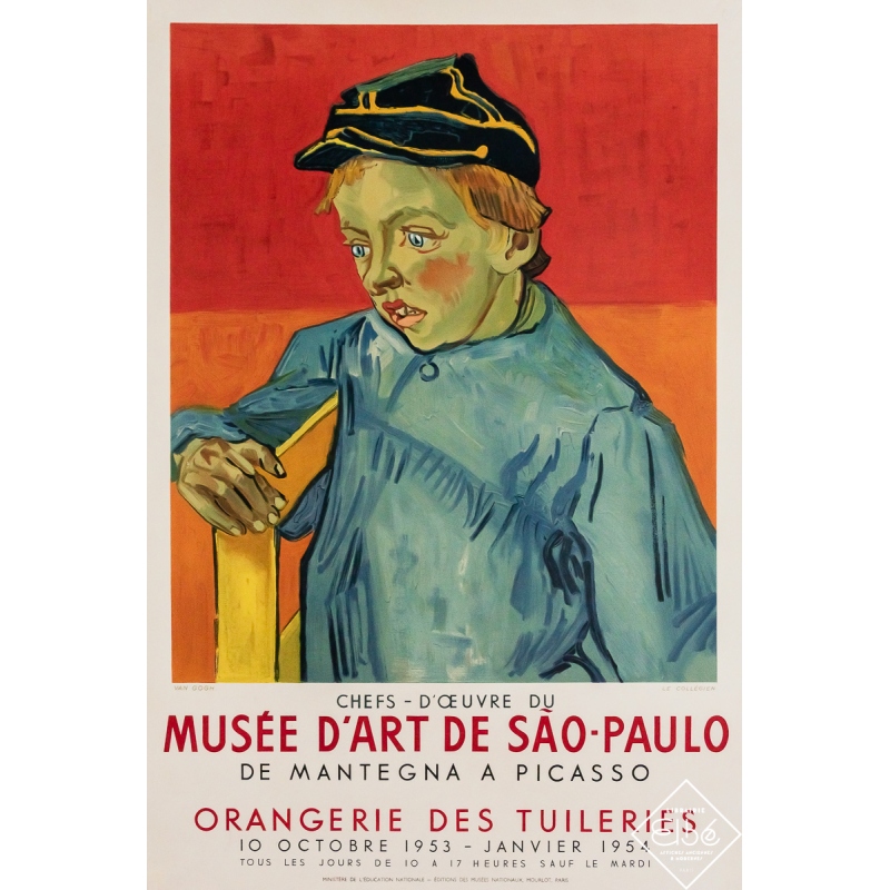 Affiche ancienne originale - Chef-d’oeuvres du Musée d’art de Sao-Paulo - Van Gogh - 74 par 50 cm