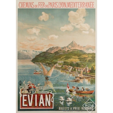 Original vintage poster Evian PLM - Tanconville - Circa 1895 - 42.13 by 30.31 inches