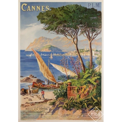 Affiche ancienne originale - Cannes PLM - Tanconville - Circa 1895 - 108 par 75 cm