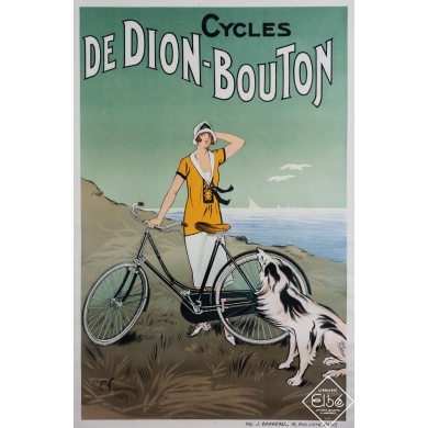 Affiche ancienne originale de publicité - Cycles de Dion-Bouton - Félix Fournery - 120 par 80 cm