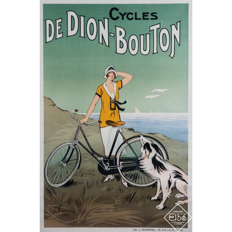 Affiche ancienne originale de publicité - Cycles de Dion-Bouton - Félix Fournery - 120 par 80 cm