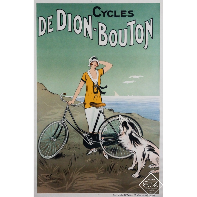 Affiche ancienne originale de publicité - Cycles de Dion-Bouton - Félix Fournery - 120 par 80 cm