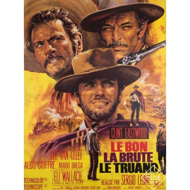 Affiche ancienne originale de cinéma - Le bon la brute et le truand - Mascii - 160 par 120 cm