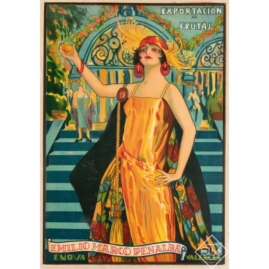 Original vintage advertising poster Emilio Marco Penalba - Exportacion de frutas - Circa 1925 - 14.96 by 10.63 inches