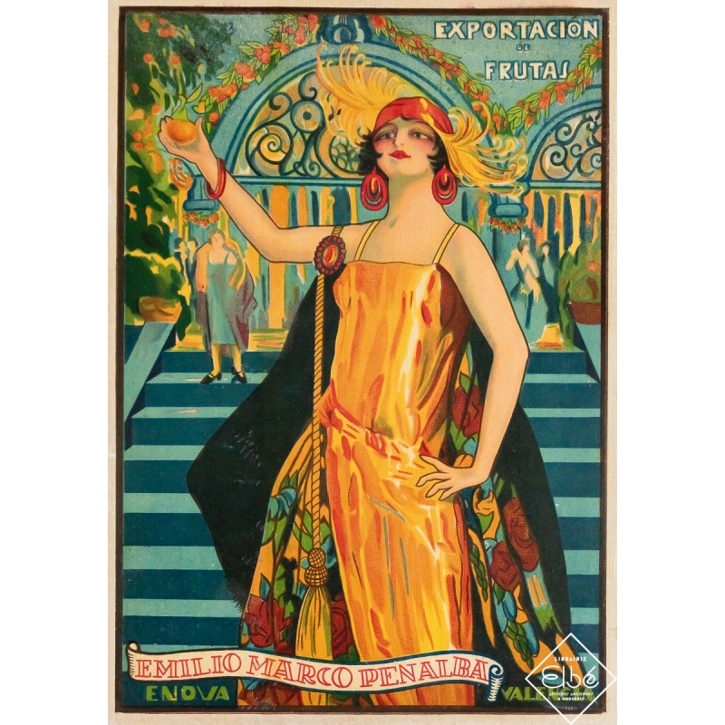 Original vintage advertising poster Emilio Marco Penalba - Exportacion de frutas - Circa 1925 - 14.96 by 10.63 inches
