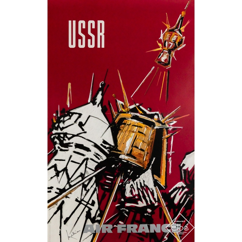 Original vintage travel poster USSR Air France - Georges Mathieu - 39.37 by 24.02 inches