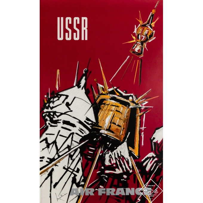 Affiche ancienne originale de voyage - USSR Air France - Georges Mathieu - 100 par 61 cm