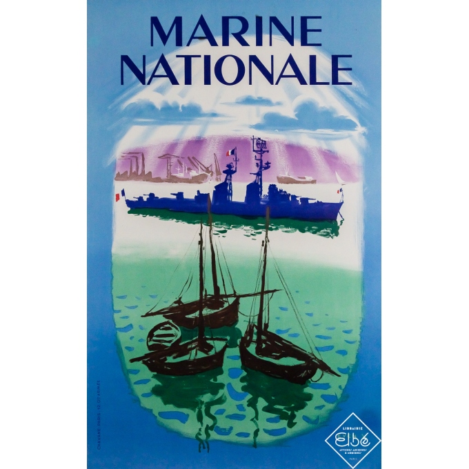 Affiche ancienne originale de publicité - Marine nationale  - Even - Circa 1950 - 99 par 62 cm
