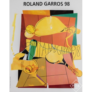 Affiche ancienne originale - Roland Garros 1998 - H. Télémaque - 74.5 par 57 cm