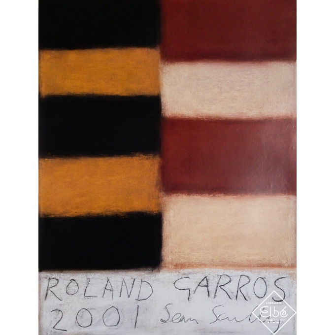 Affiche ancienne originale - Roland Garros 2001 - Sean Scully - 75 par 57.5 cm