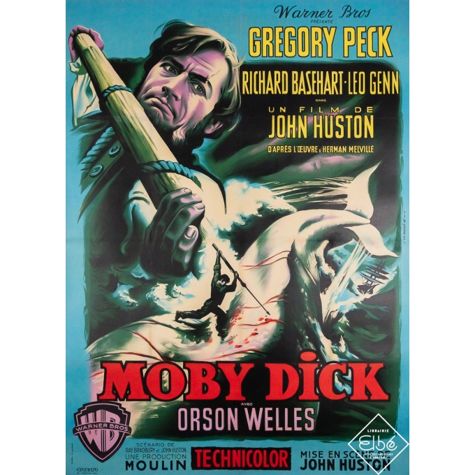 Original vintage movie poster Moby Dick - Jean Mascii - 61.42 by 44.88 inches