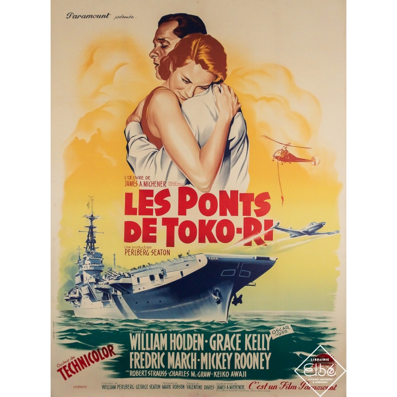 Affiche ancienne originale de cinéma - Les Ponts de Toko-ri - Roger Soubie - 160 par 119 cm