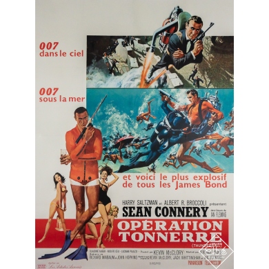 Original vintage movie poster Thunderball James Bond 007 - 61.81 by 46.46 inches