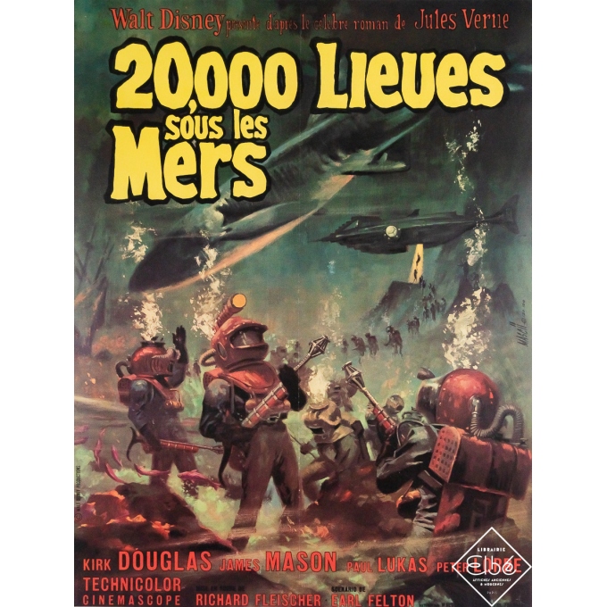 Original vintage movie poster 20,000 Leagues Under the Sea - Mascii - 31.5 by 23.62 inches