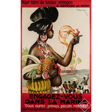 Affiche ancienne originale - Engagez-vous dans la Marine - Dormoy - 121 par 76 cm