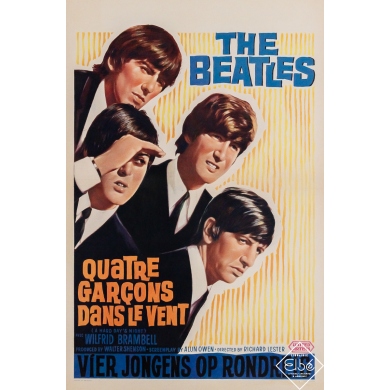 Original vintage movie poster The Beatles - Quatre garçons dans le vent - affiche belge - 24.02 by 16.14 inches