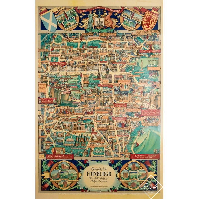 Original vintage travel poster Edinburgh - Scotland - Kerry Lee - 1947 - 38.98 by 25 inches