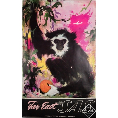 Affiche ancienne de voyage Circa 1960 - Far East - SAS -...