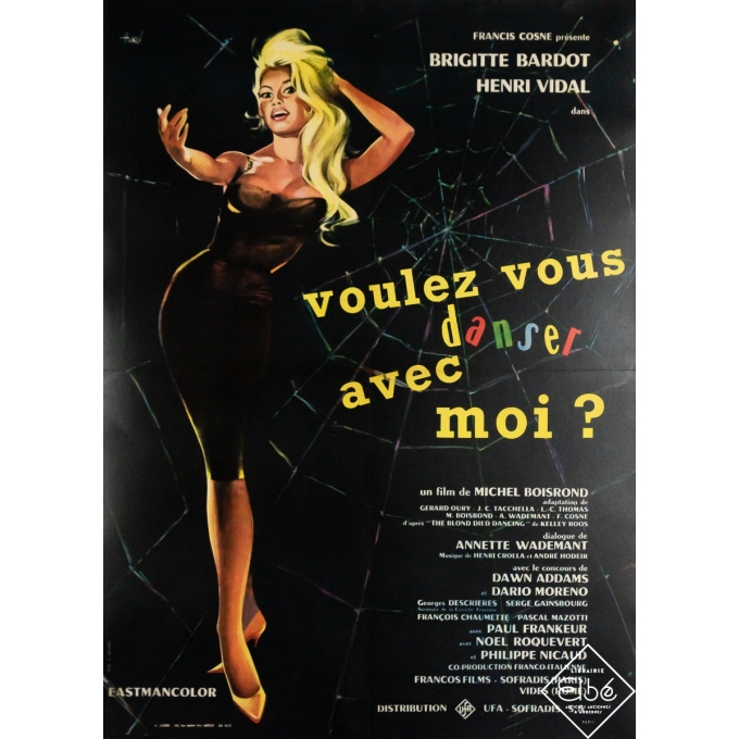 Original vintage movie poster Voulez-vous danser avec moi ? Brigitte Bardot - Hurel - 31.5 by 22.64 inches