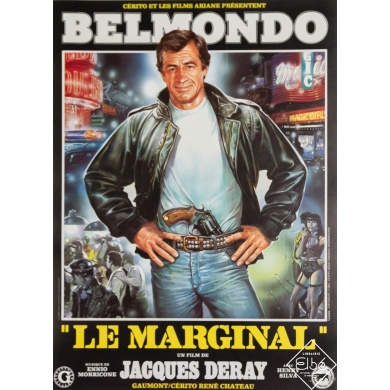Vintage movie poster by Casaro from 1983 - Le Marginal -...