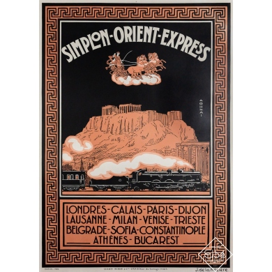 Original vintage travel poster Simplon-Orient-Express - Athens - Joseph de la Nézière - 42.52 by 30.71 inches