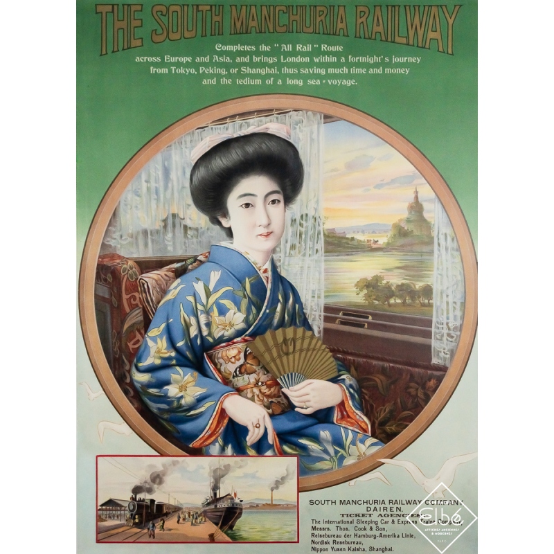 Original vintage travel poster The South Manchuria Railway - Circa 1910 - 41.73 by 30.12 inches