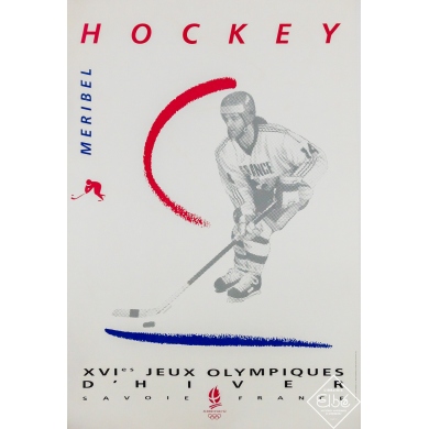 Affiche ancienne originale - XVIe jeux olympiques d’hiver Savoie Albertville Meribel - 79.5 par 53.5 cm