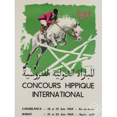 Affiche ancienne originale - Concours hippique international du Maroc - Mantel - 59.5 par 44 cm