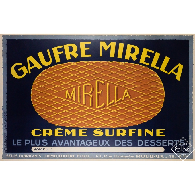 Original vintage advertising poster Gaufre Mirella - Circa 1930 - 30.71 by 46.46 inches