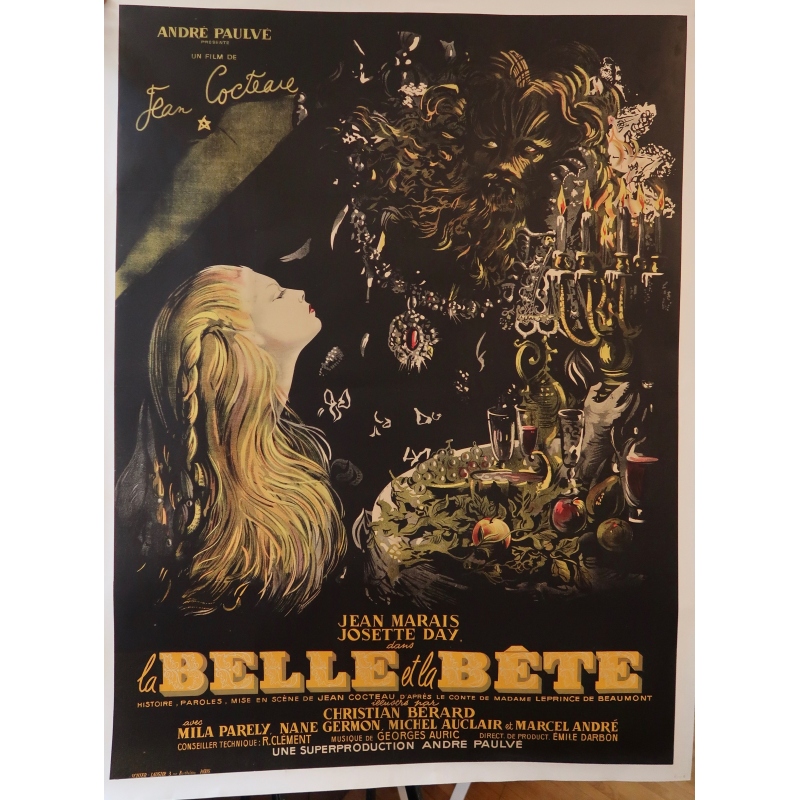 Affiche La Belle Et La Bete Cocteau Affiche originale de La Belle et la Bête de Jean Cocteau 1946