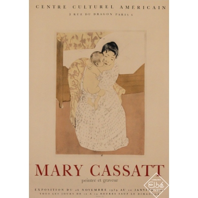 Affiche ancienne originale d'exposition d'après Mary Cassatt - Mary Cassatt - peintre et graveur - Mary Cassatt - 65.5 par 47 cm