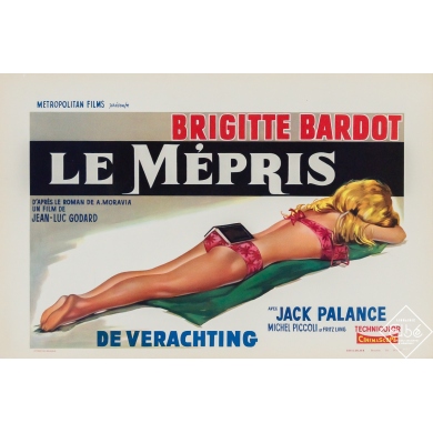 Original vintage movie poster Le Mépris - affiche belge - 14.17 by 21.65 inches