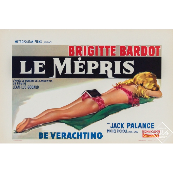 Affiche ancienne originale de cinéma - Le Mépris - affiche belge - 36 par 55 cm
