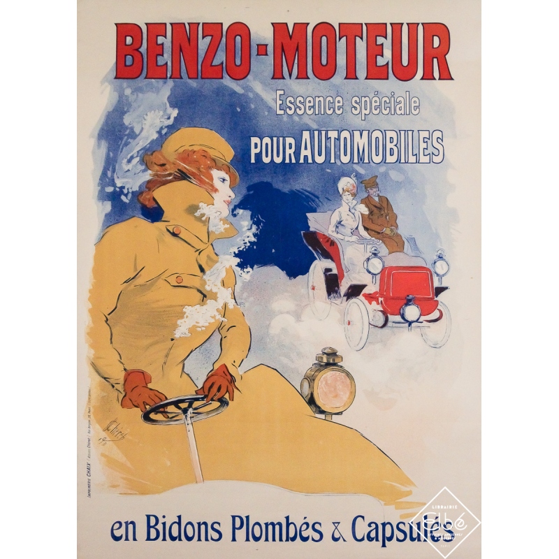 Original vintage advertising poster Benzo-moteur - Essence spéciale pour automobiles - Jules Chéret - 48.43 by 35.04 inches